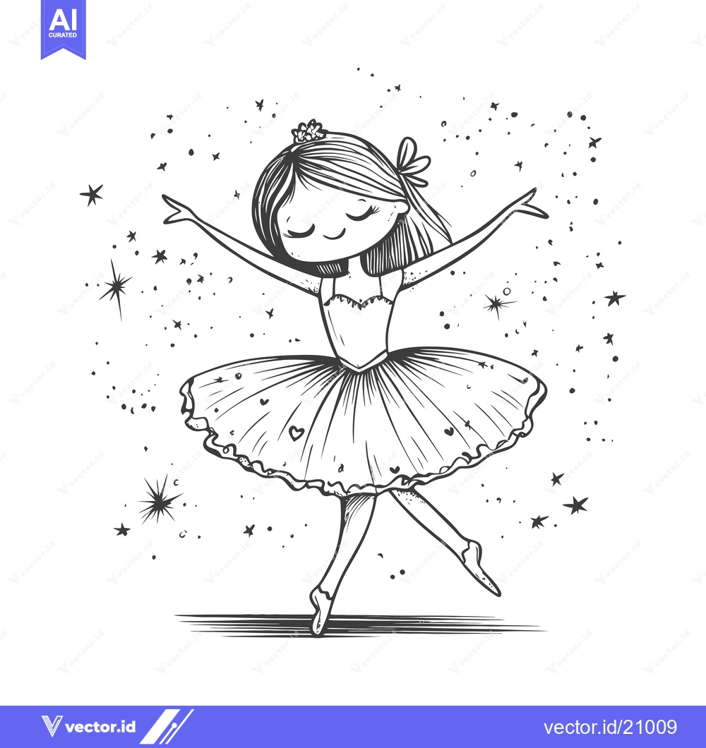 Premium Vector of A Young Ballerina Dancing with Stars Surrounding Her