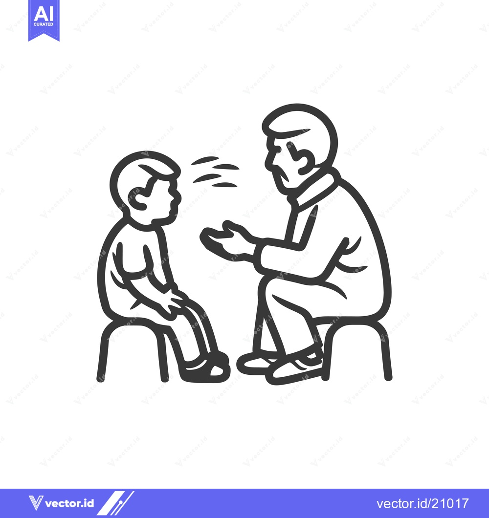 Premium Vector dari A young boy listening to an older man sitting across from him
