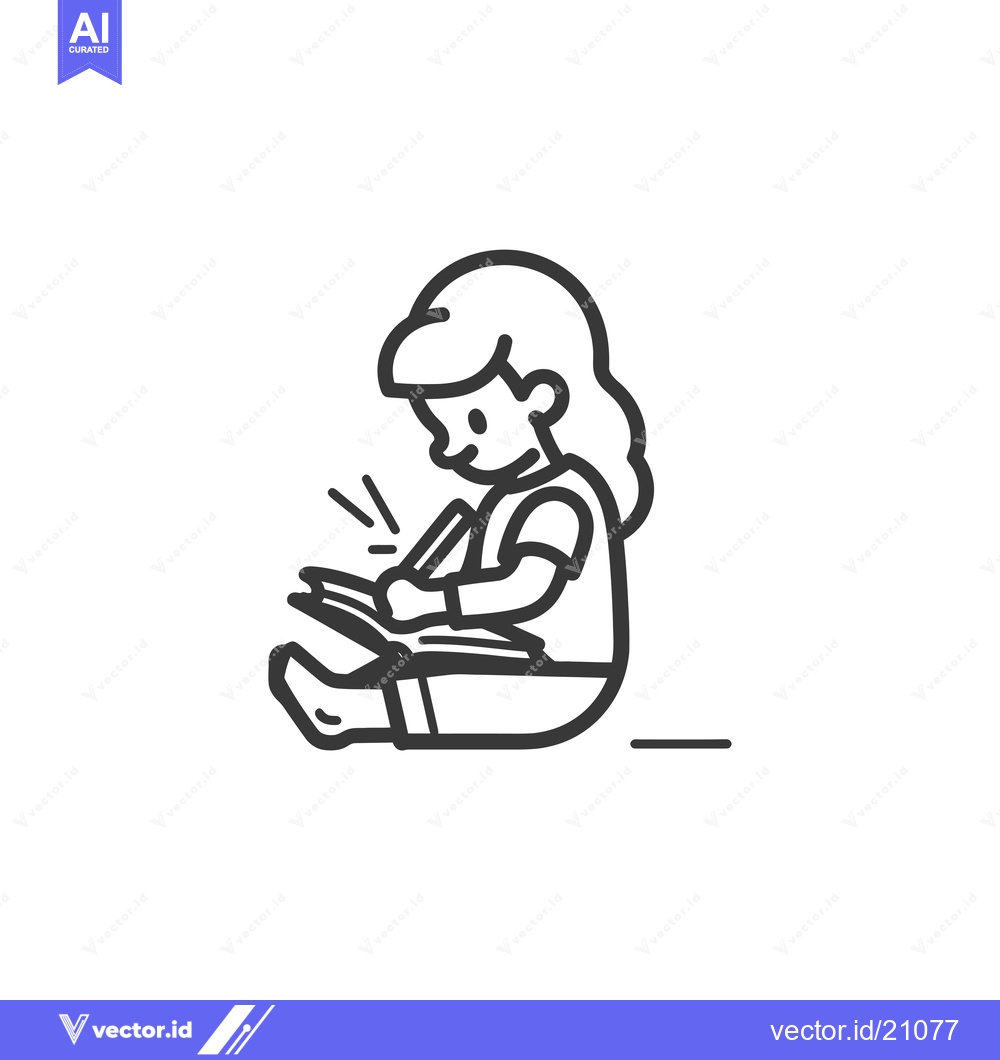 Premium Vector dari A young girl sitting cross-legged and writing in a book