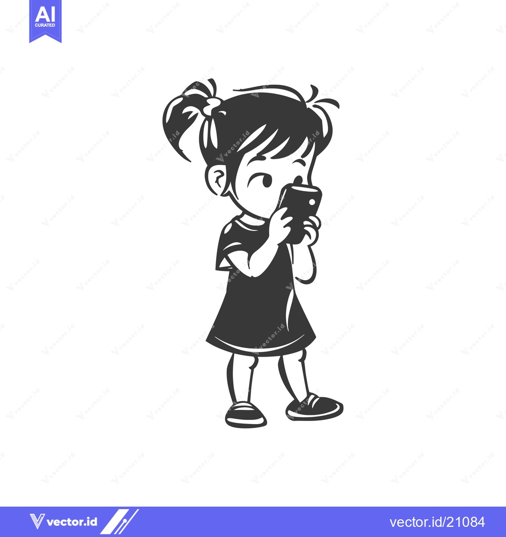 Premium Vector dari A Young Girl Uses Her Smartphone