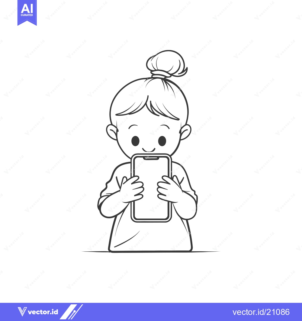 Premium Vector dari A Young Girl Using Her Smartphone