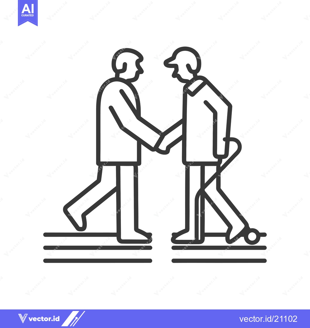 Premium Vector dari A Young Person Assisting an Older Person with a Walker