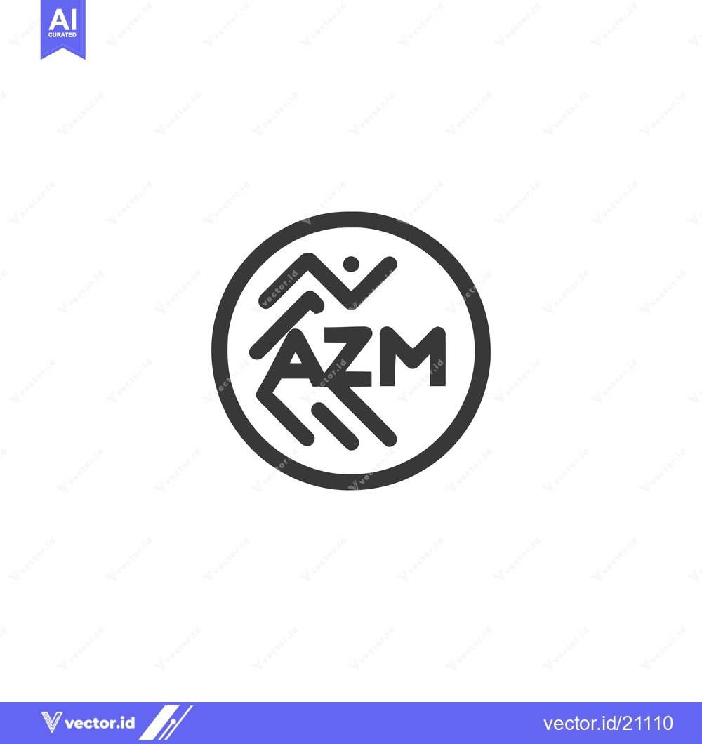 Premium Vector dari Minimalist AZM Logo Design with Abstract Runner in Circular Frame