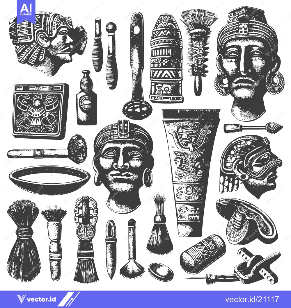 Premium Vector dari Aztec and Mayan Inspired Beauty and Cosmetic Tools