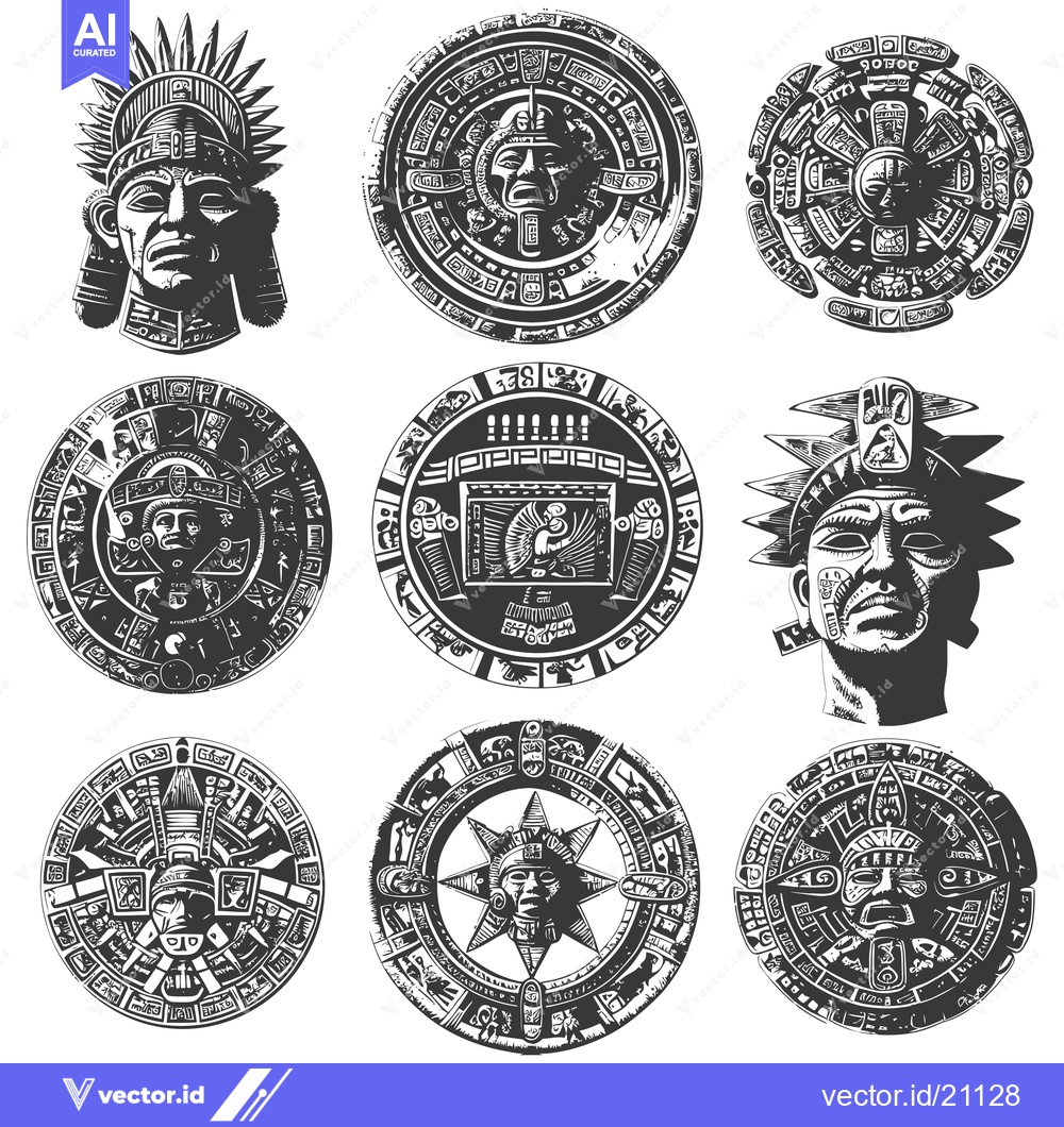 Premium Vector dari Aztec Calendar and Deities