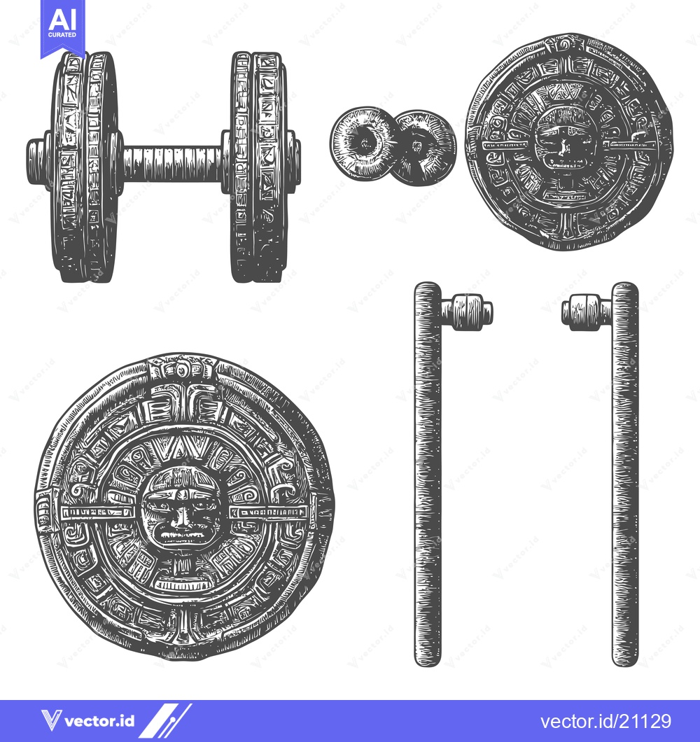 Premium Vector dari Aztec Calendar Dumbbell Weight Set