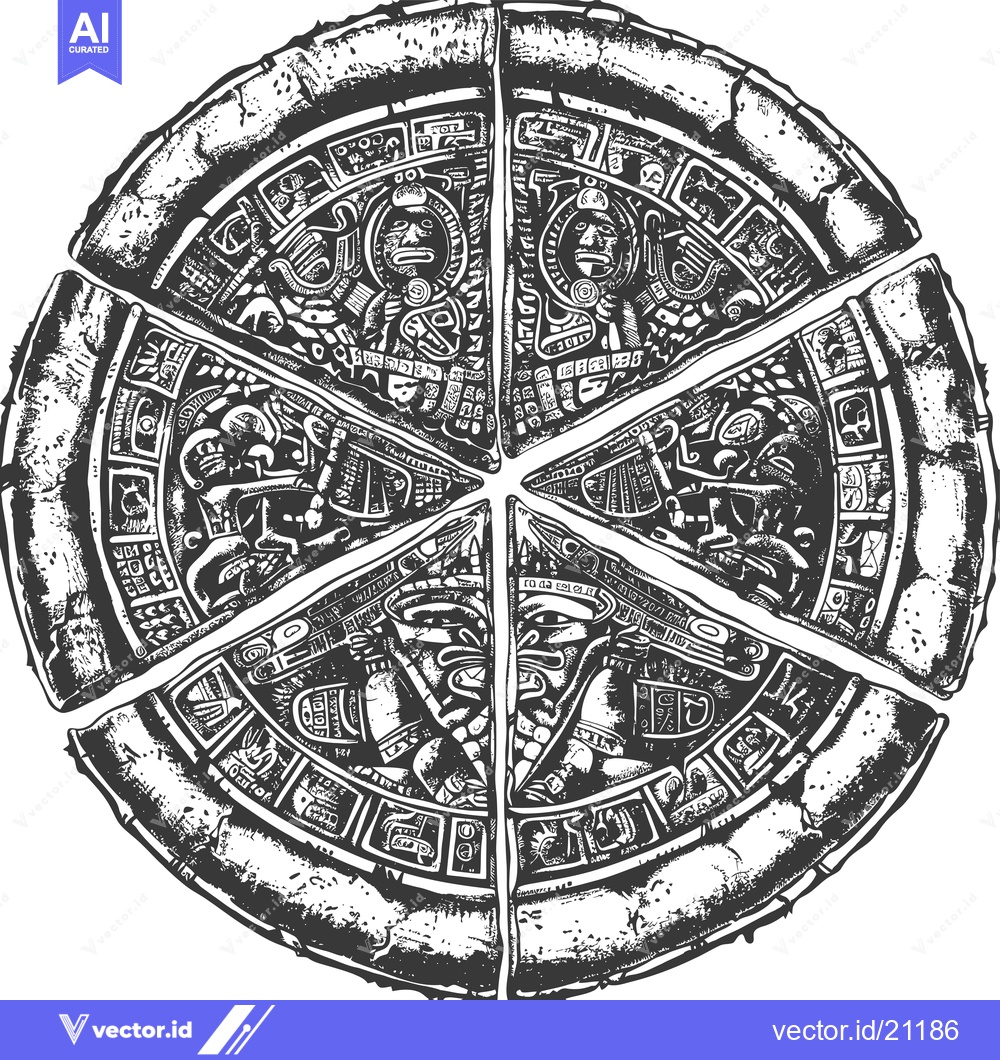 Premium Vector of Aztec Calendar Stone with Intricate Carvings and Symbols