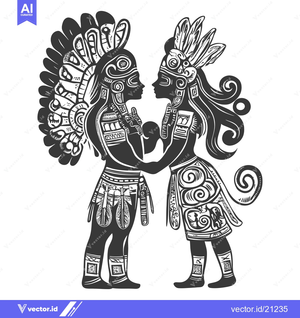 Premium Vector dari Aztec Couple in Traditional Clothing