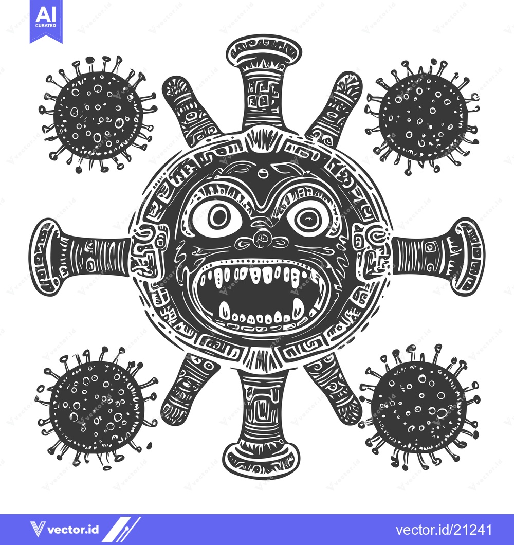 Premium Vector dari Aztec Deity with Coronavirus Symbolism