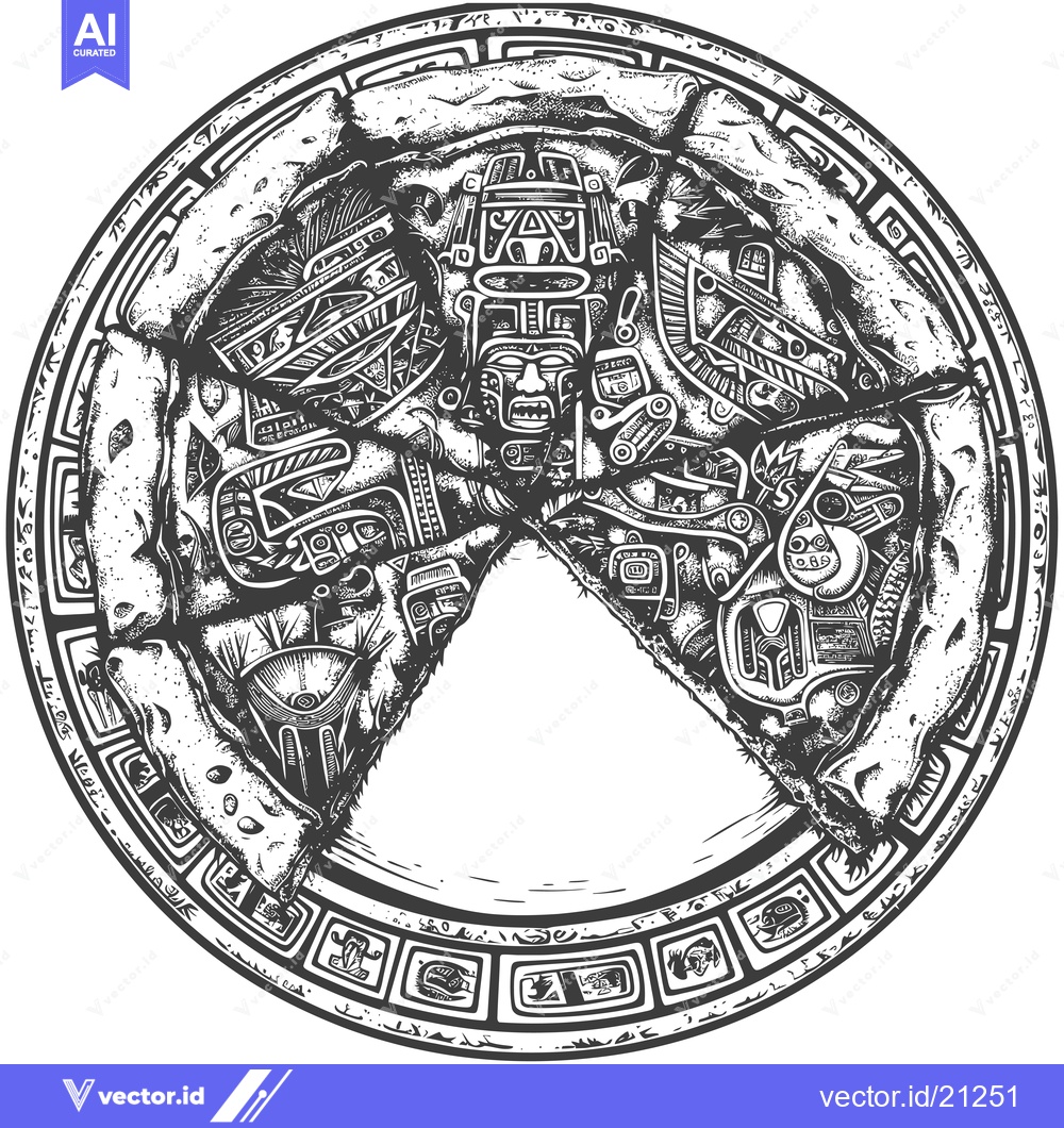 Premium Vector dari Aztec Design with Intricate Geometric Patterns and a Central Face