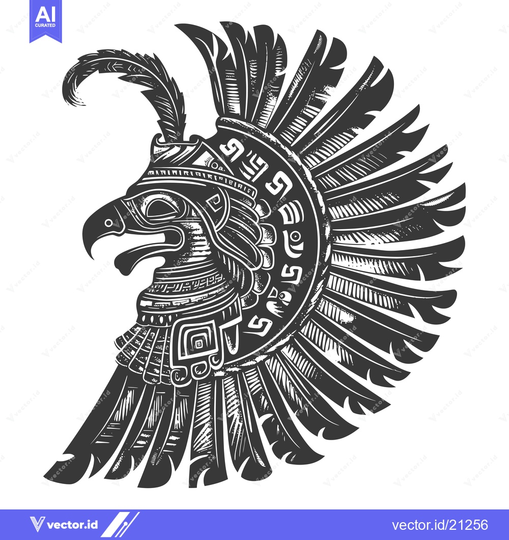 Premium Vector dari Aztec Eagle Warrior Headdress with Feathers