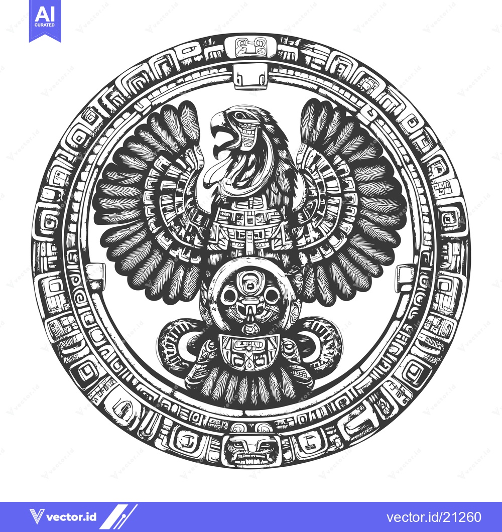 Premium Vector dari Aztec Eagle with Circular Ornamentation