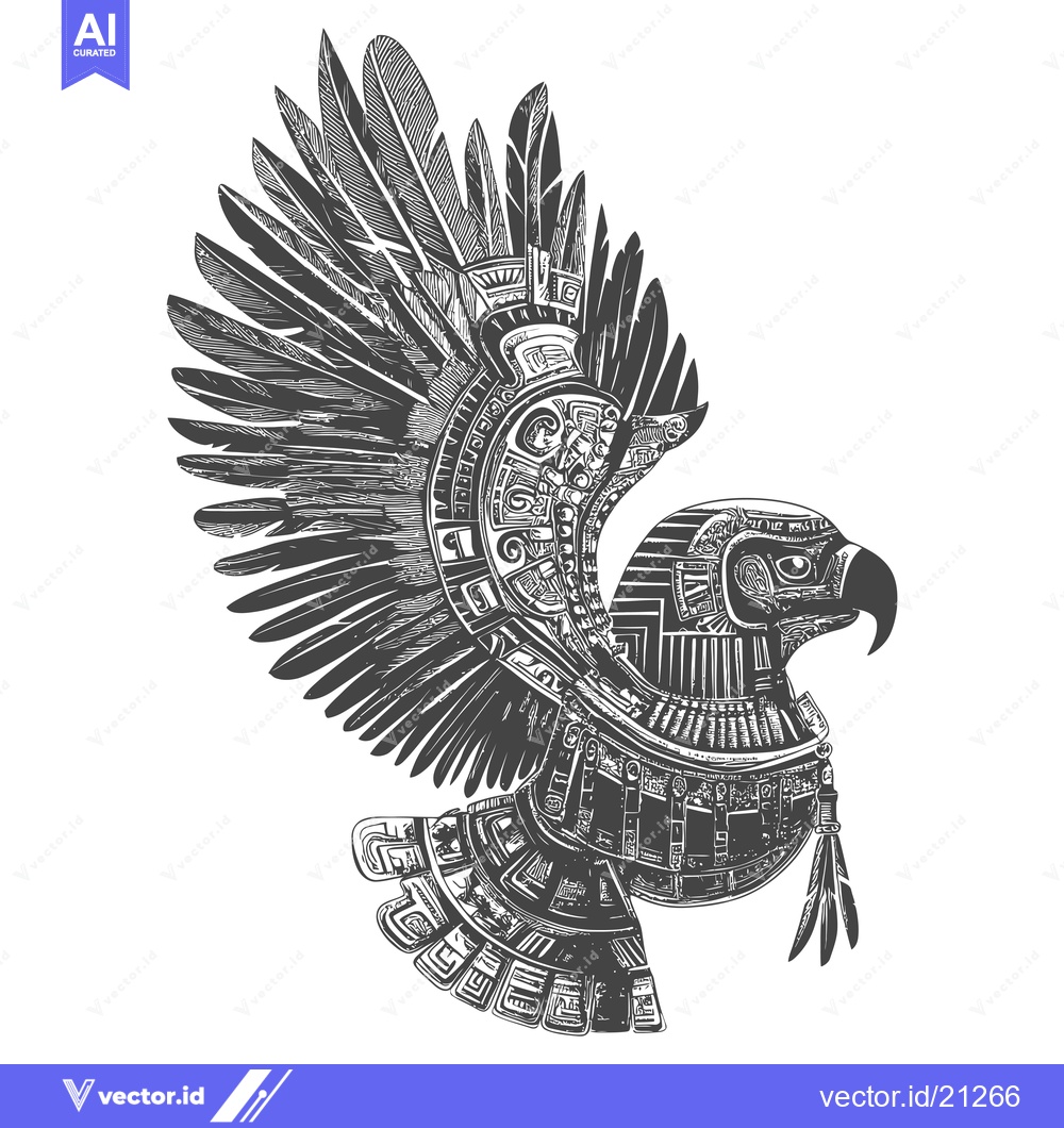 Premium Vector of Aztec Eagle with Ornate Feathers and Detailed Design
