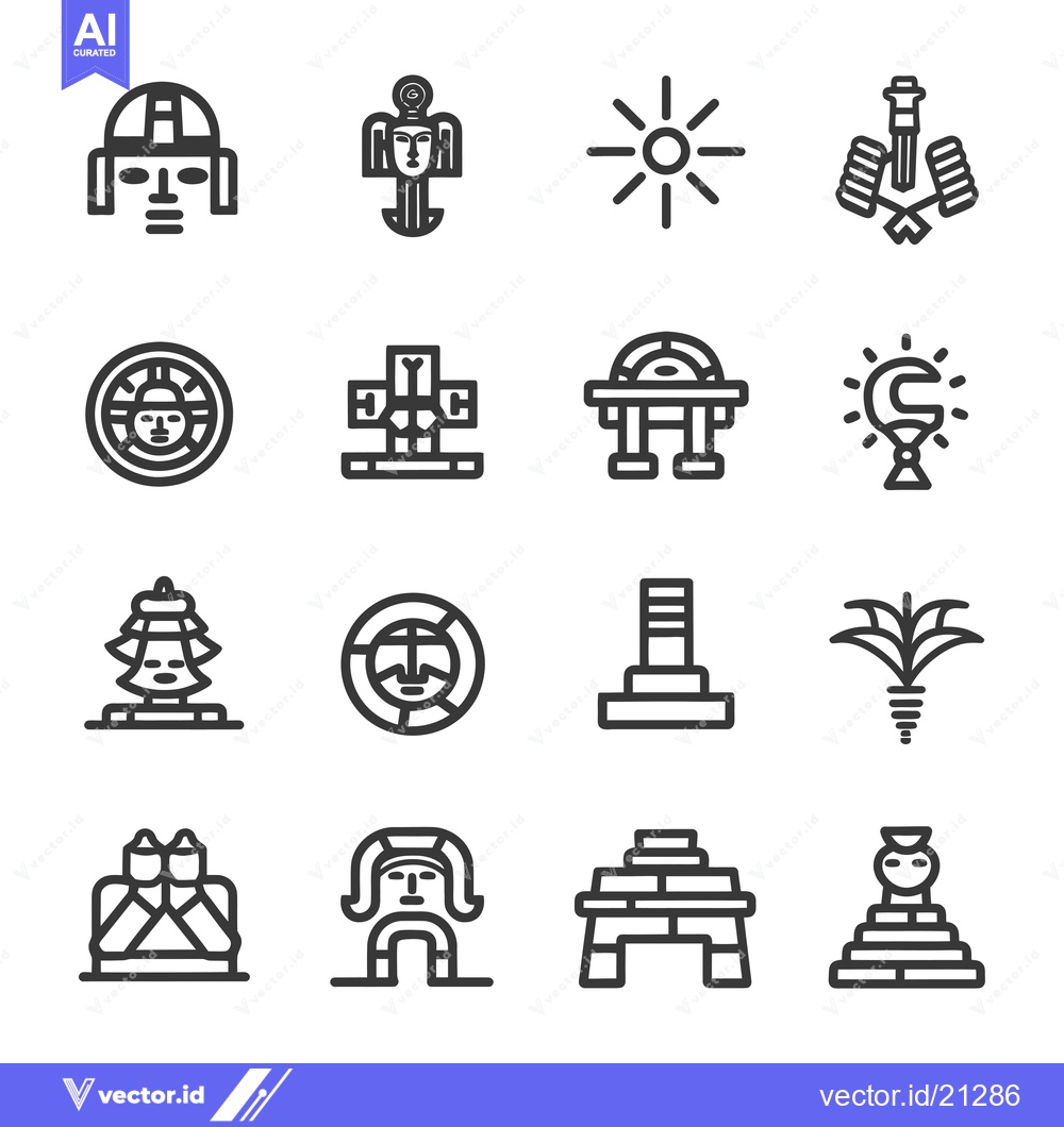 Premium Vector of Aztec Icon Set for Symbolism and Design