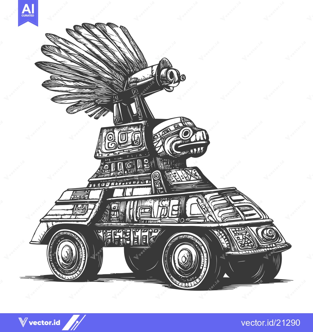 Premium Vector dari Aztec-Inspired Car with Feathered Wing Design