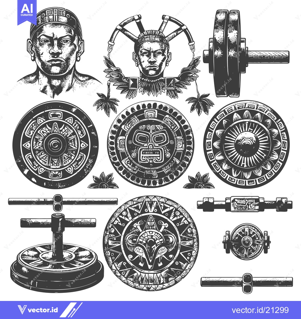 Premium Vector dari Aztec-Inspired Fitness Equipment with Traditional Motifs