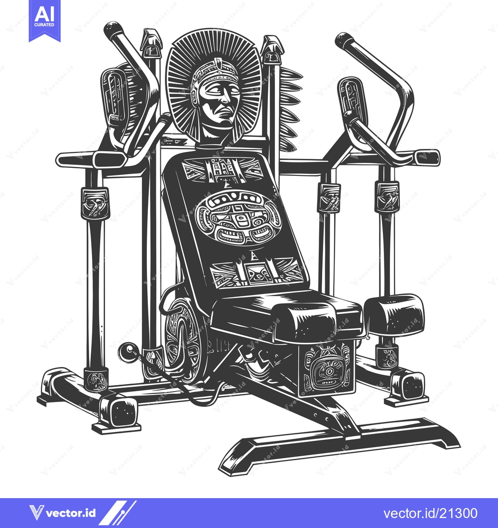 Premium Vector dari Aztec-Inspired Gym Bench with Native American Warrior Head