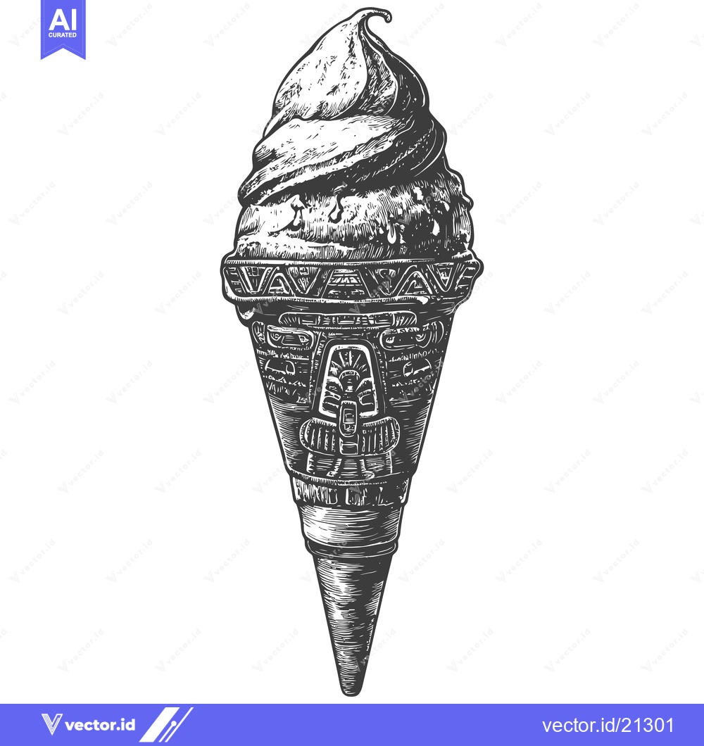 Premium Vector dari Aztec-Inspired Ice Cream Cone with Intricate Design