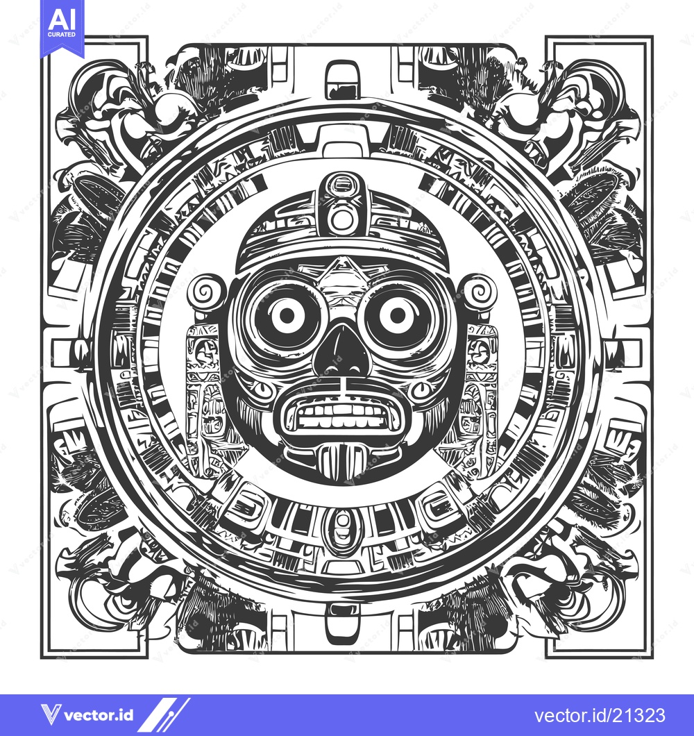 Premium Vector dari Aztec Mask with Ornate Frame