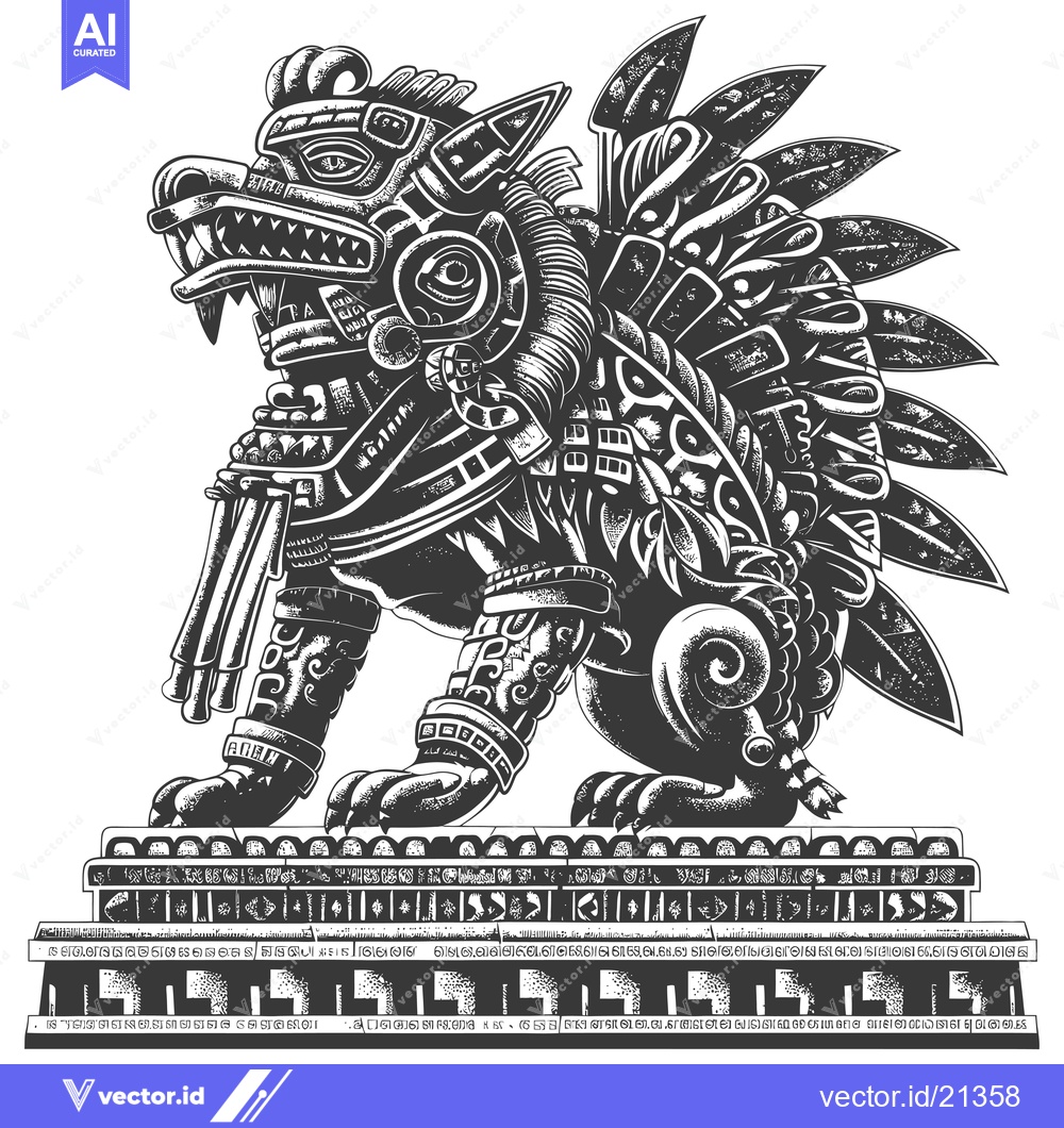 Premium Vector of Aztec-Style Anthropomorphic Dog Sculpture