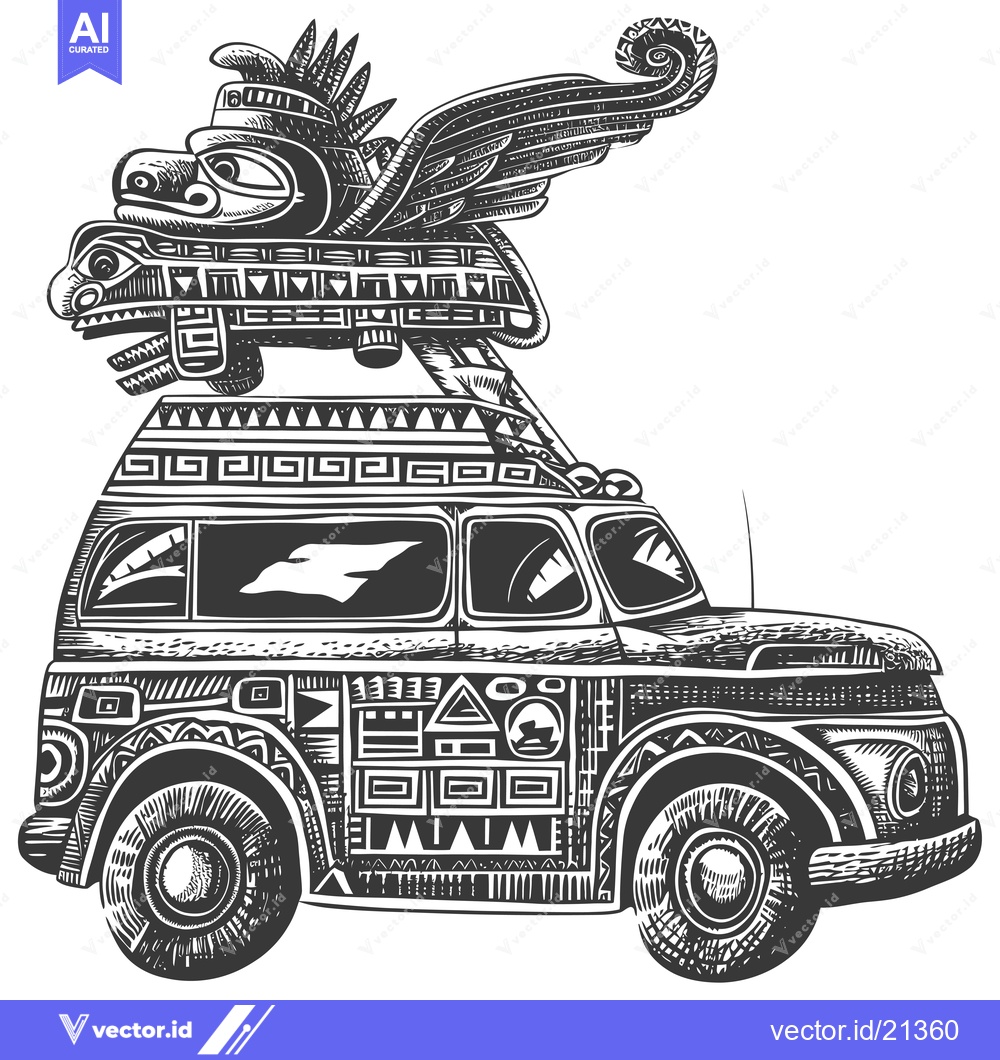 Premium Vector dari Aztec-style Car with Bird Totem on Top