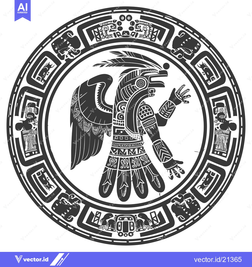 Premium Vector dari Aztec Style Eagle in Circular Design