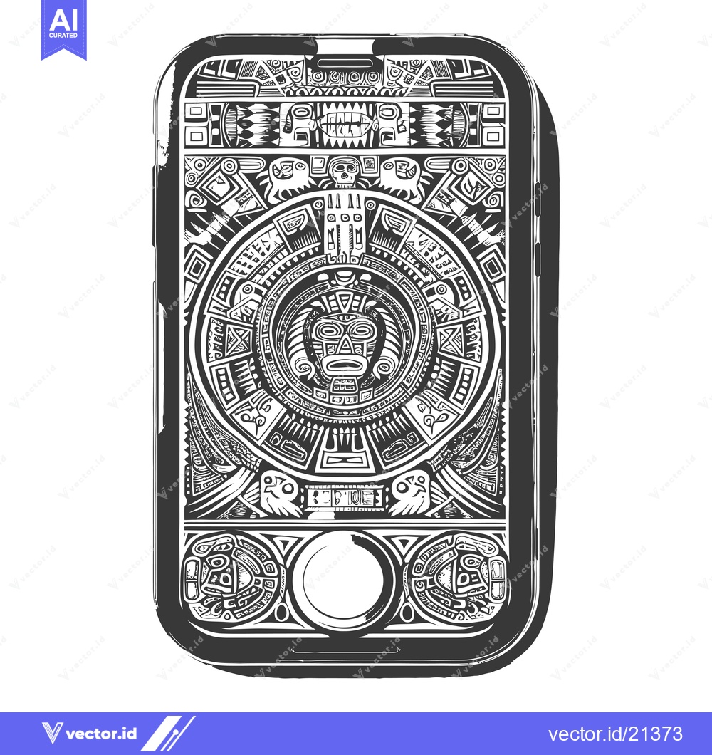 Premium Vector dari Aztec-Style Smartphone with Tribal Design