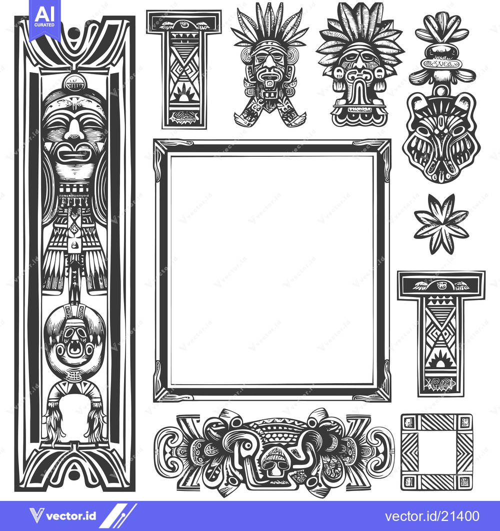 Premium Vector dari Aztec Tribal Design Elements with Frame