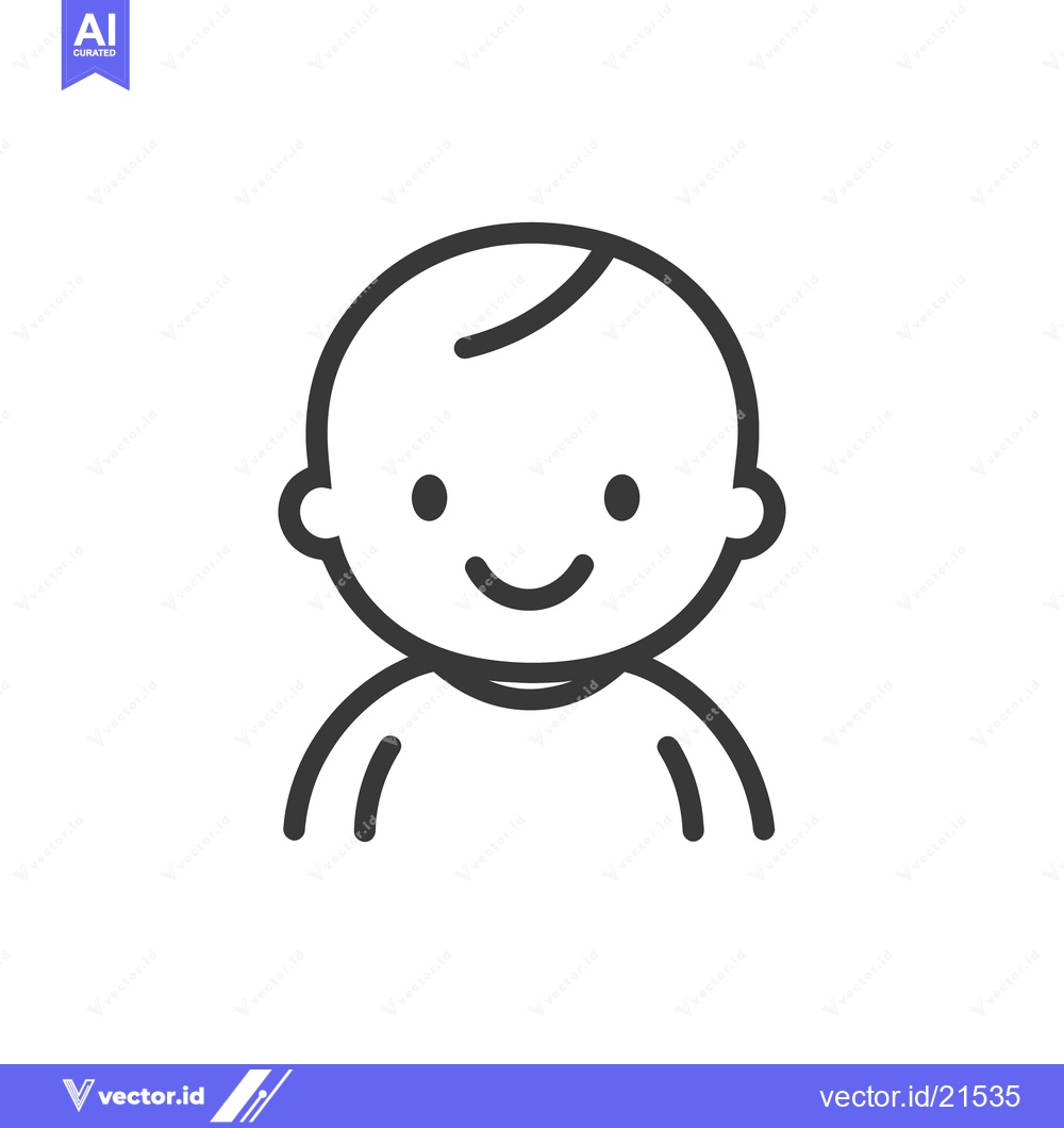 Premium Vector of Simple line drawing illustration depicting a happy smiling child