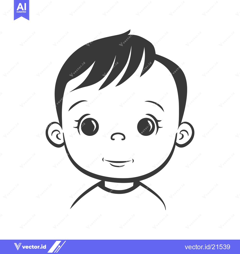 Premium Vector of A sweet and adorable illustration of a happy baby face