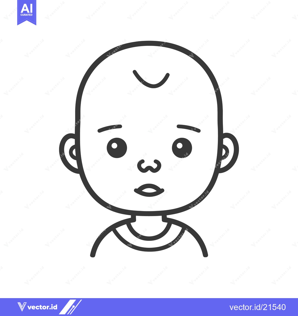 Premium Vector dari A Simple Black Line Illustration Of A Young Infant Face