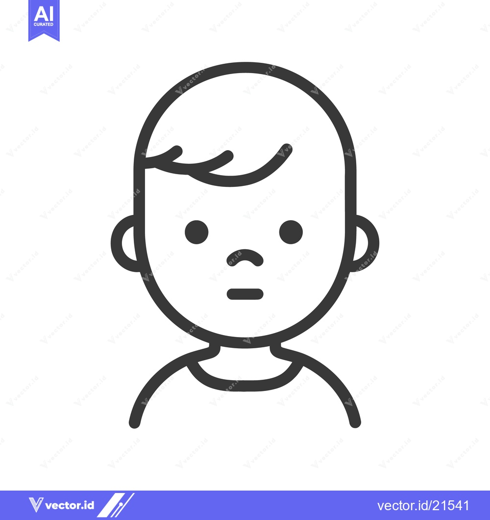 Premium Vector dari A simple line drawing depicting a young childs face