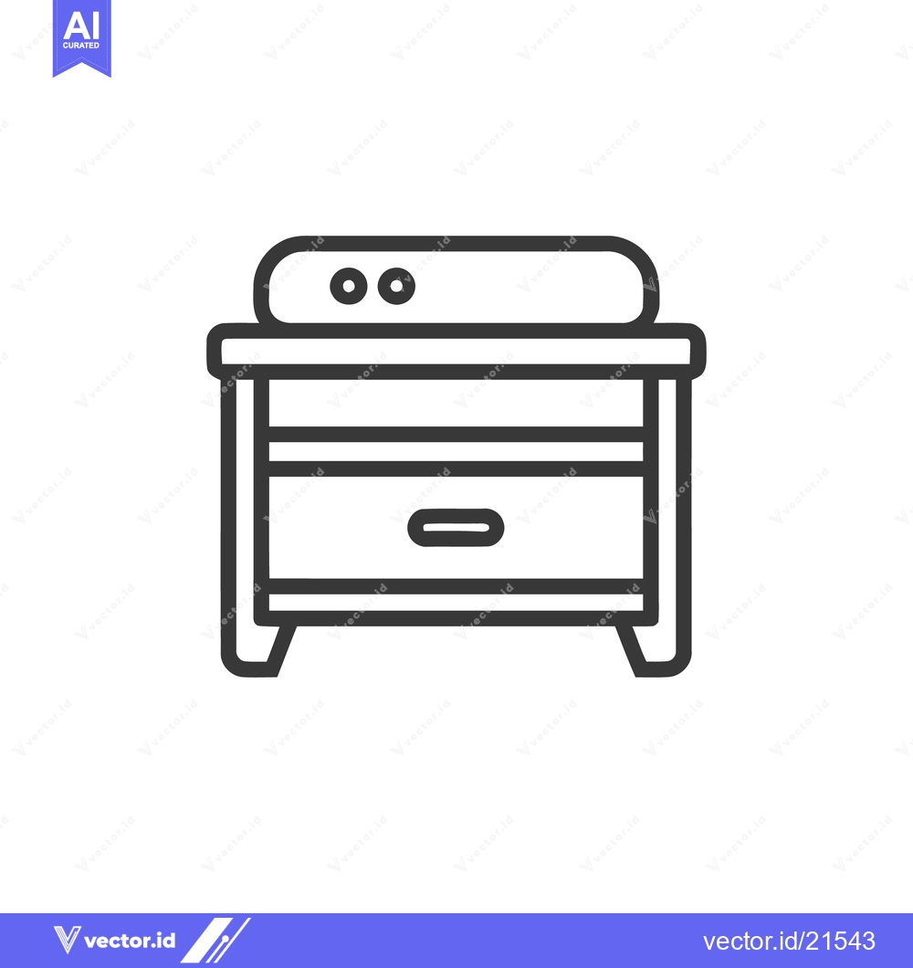 Premium Vector of Minimalist Nightstand Icon: Clean Line Art Illustration on White Backg