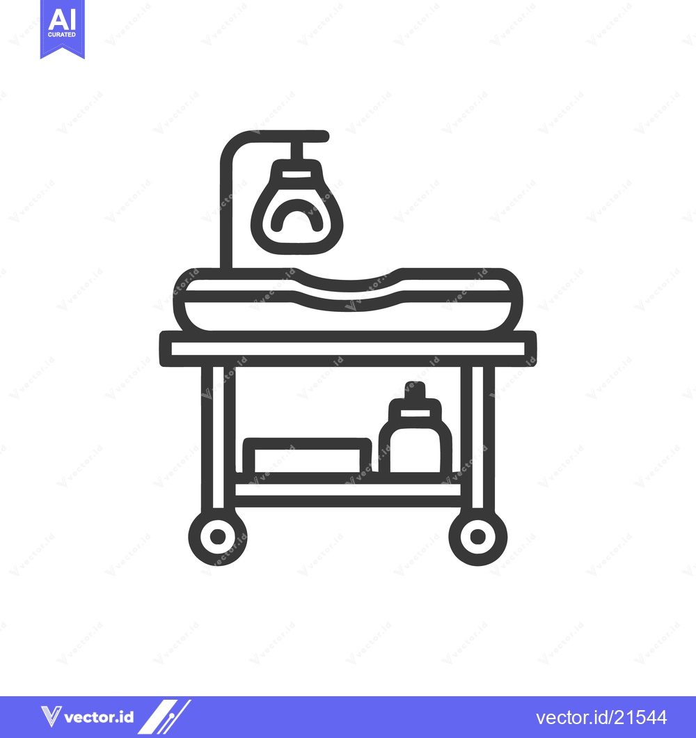 Premium Vector dari Minimalist Baby Changing Table Icon with Lamp and Storage