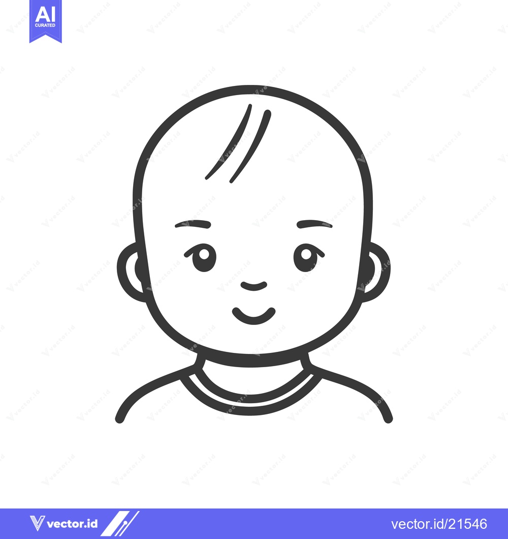 Premium Vector of A simple black and white illustration of a smiling baby