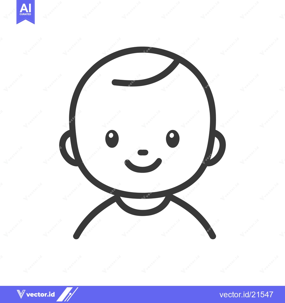 Premium Vector of Simple outline illustration of a smiling child face on a white backdro