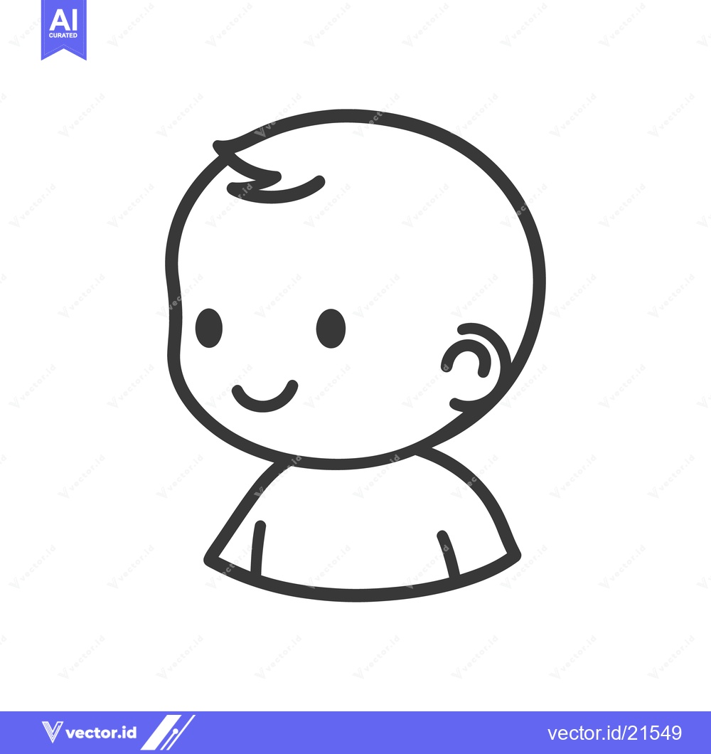 Premium Vector of A simple black and white cartoon drawing of a baby