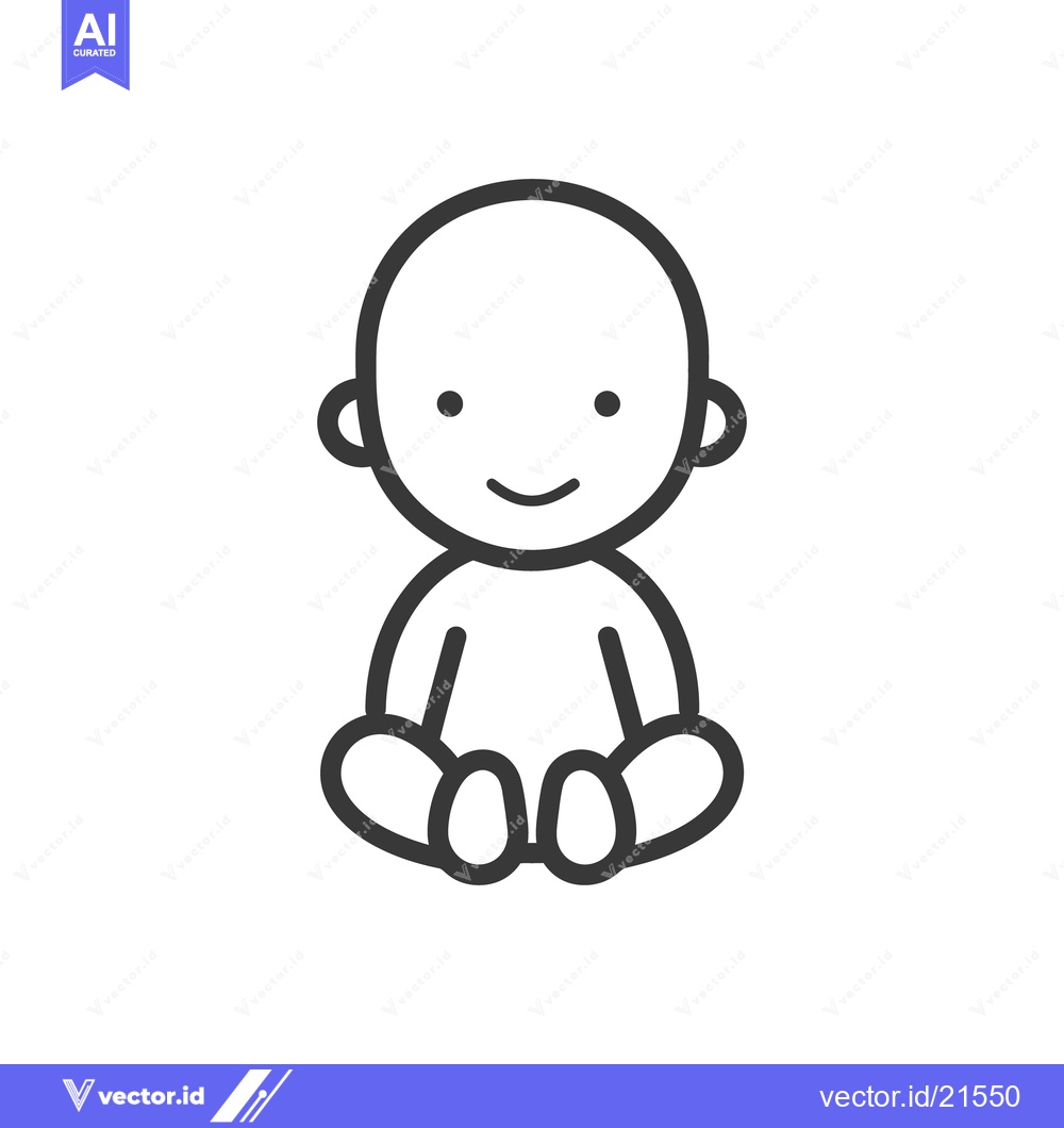 Premium Vector of A simple cartoon illustration of a smiling seated baby