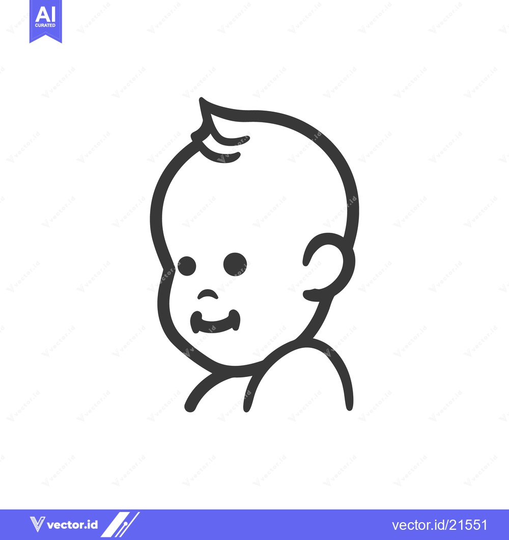 Premium Vector dari A simple black and white line drawing of a baby smiling