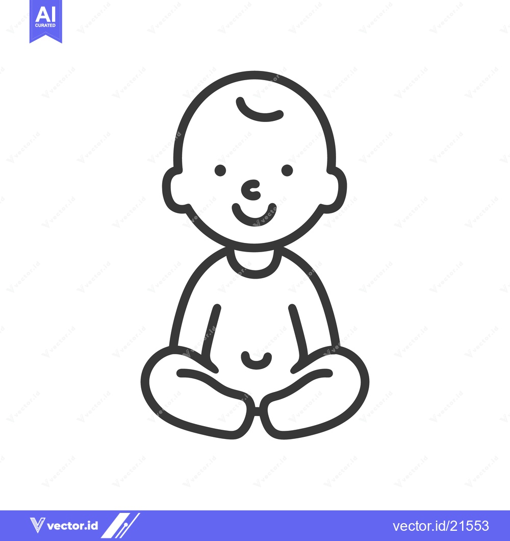 Premium Vector of A simple illustration of a small baby sitting with a smile