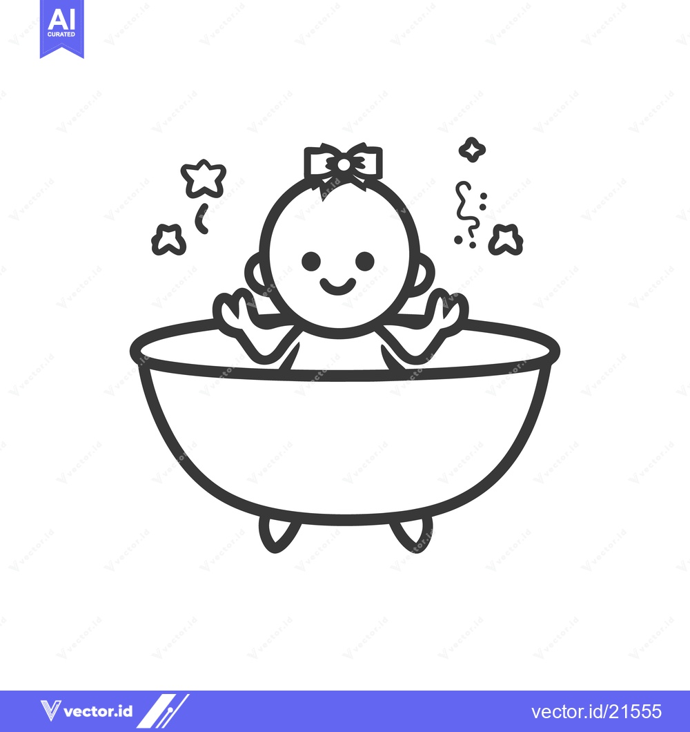 Premium Vector dari A happy baby is enjoying a relaxing bath in the tub