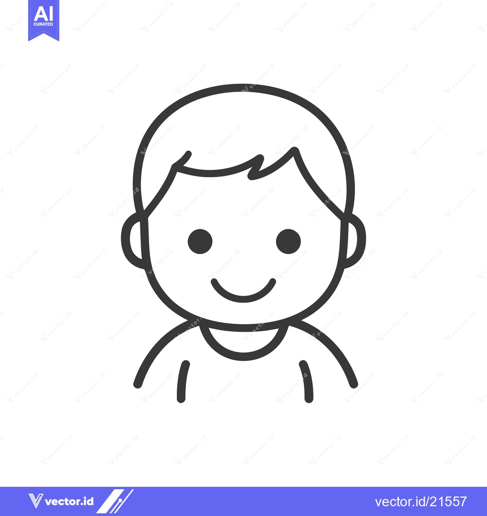 Premium Vector dari A Simple Black Outline Illustration Depicting a Smiling Young Child