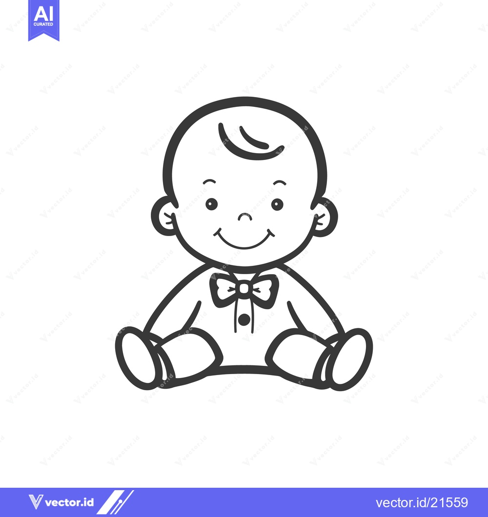 Premium Vector of A Cute Baby Boy Wearing a Bow Tie Smiling Happily