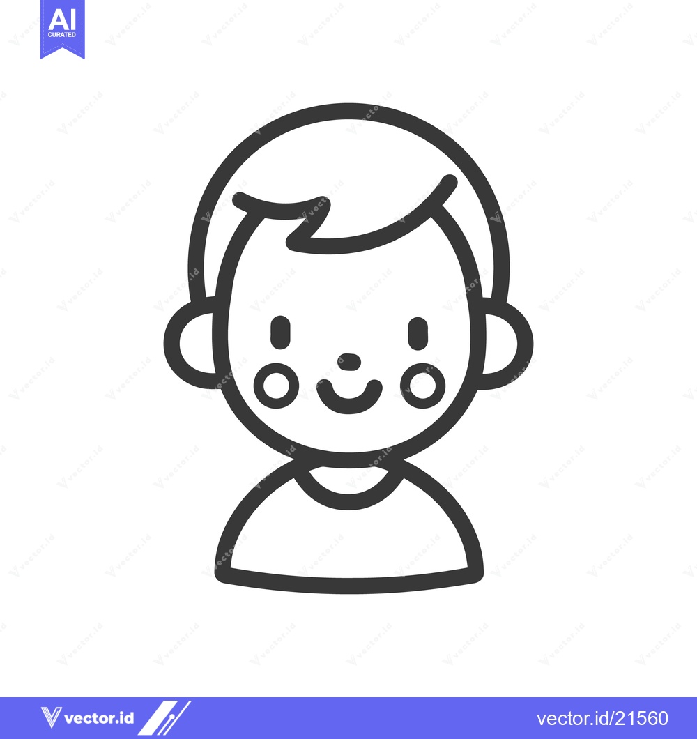 Premium Vector of A simple black and white cartoon representation of a childs face