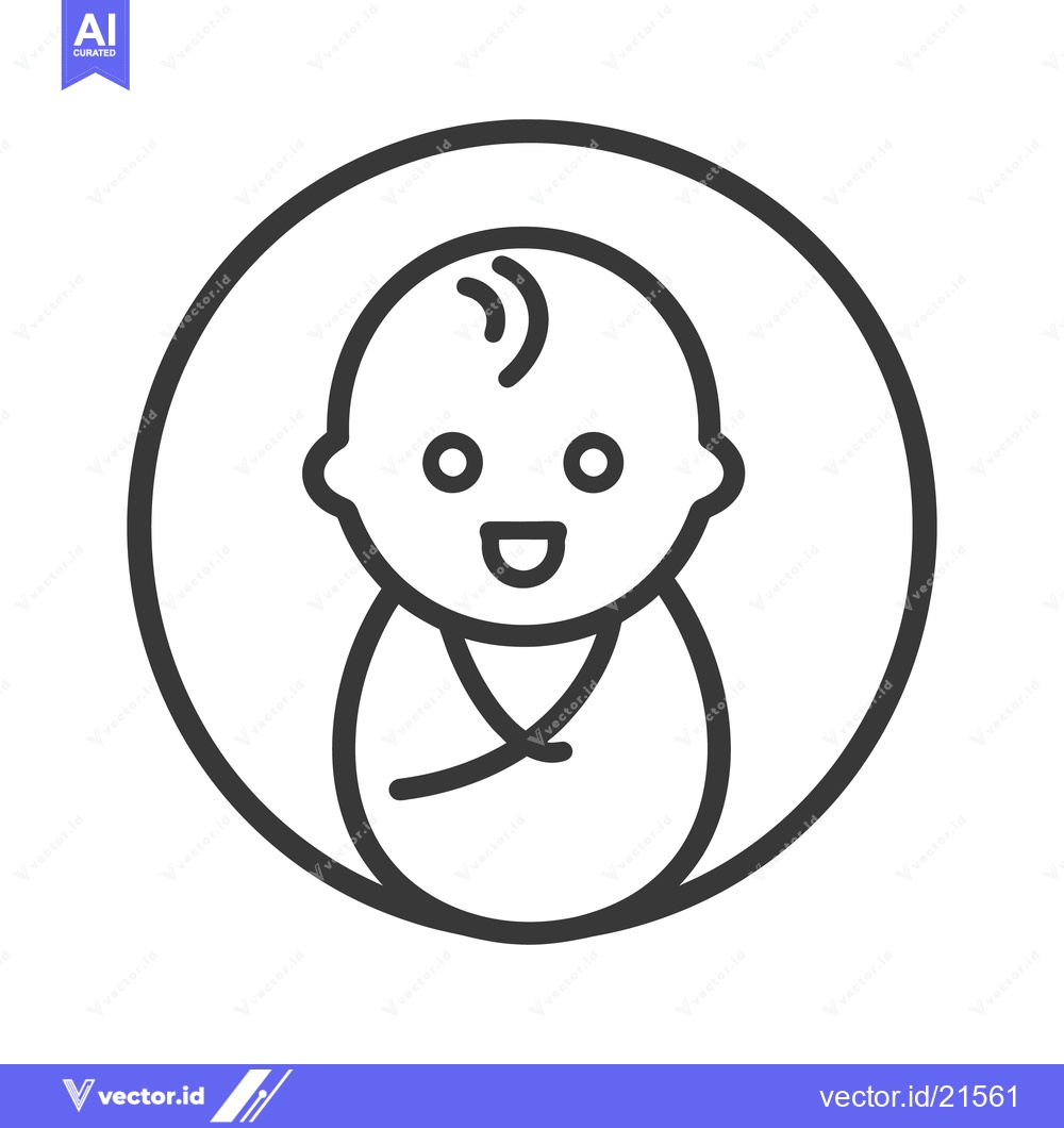 Premium Vector of A simple outlined smiling baby inside a circular frame is presented