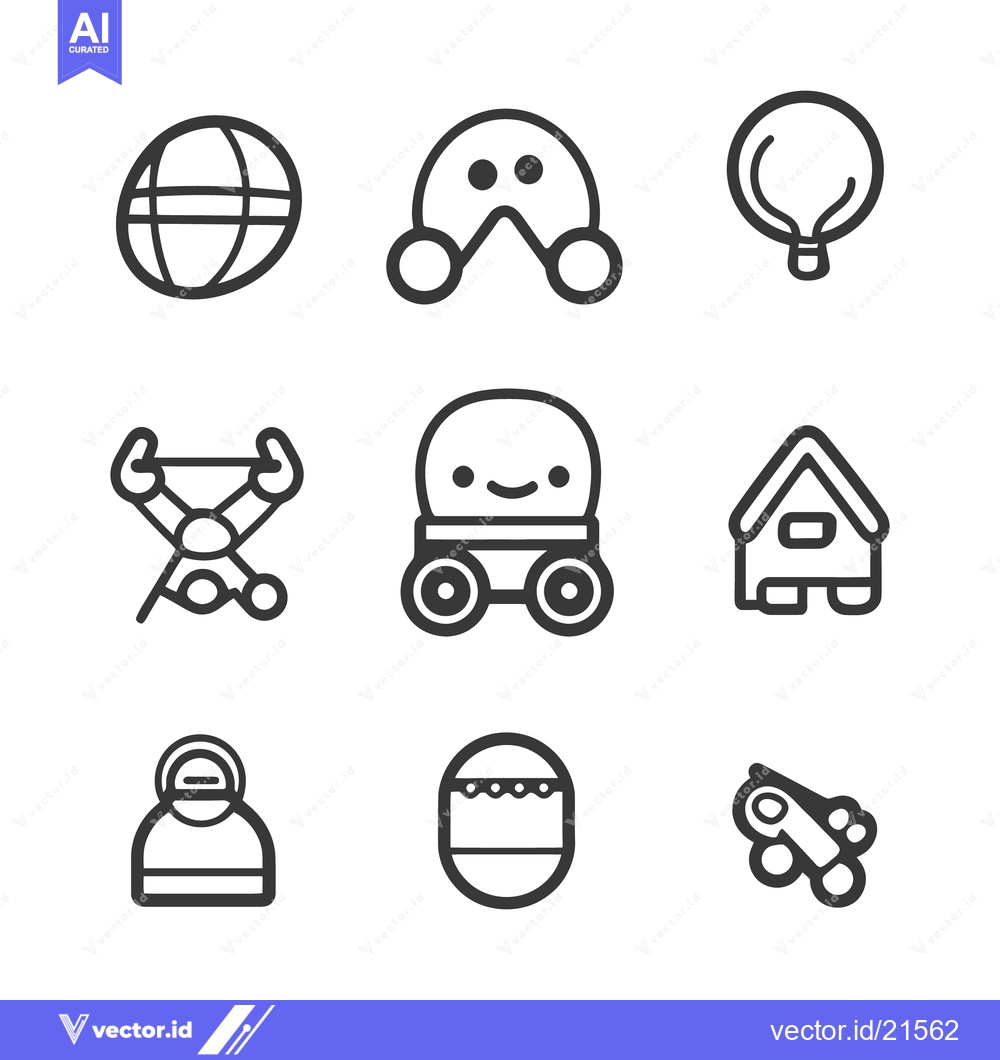Premium Vector dari Various black and white icon depictions on a plain white surface