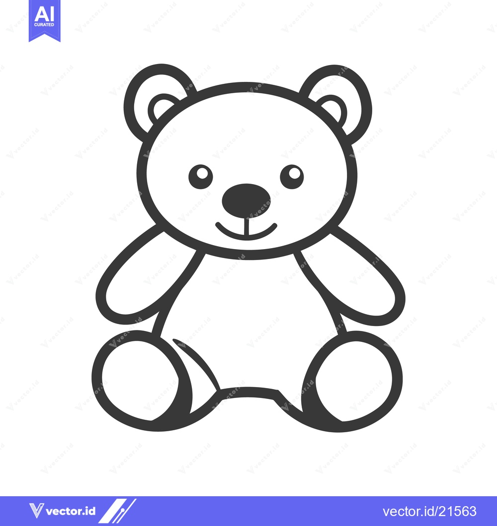 Premium Vector of A Friendly Smiling Cartoon Teddy Bear Sitting On A Surface