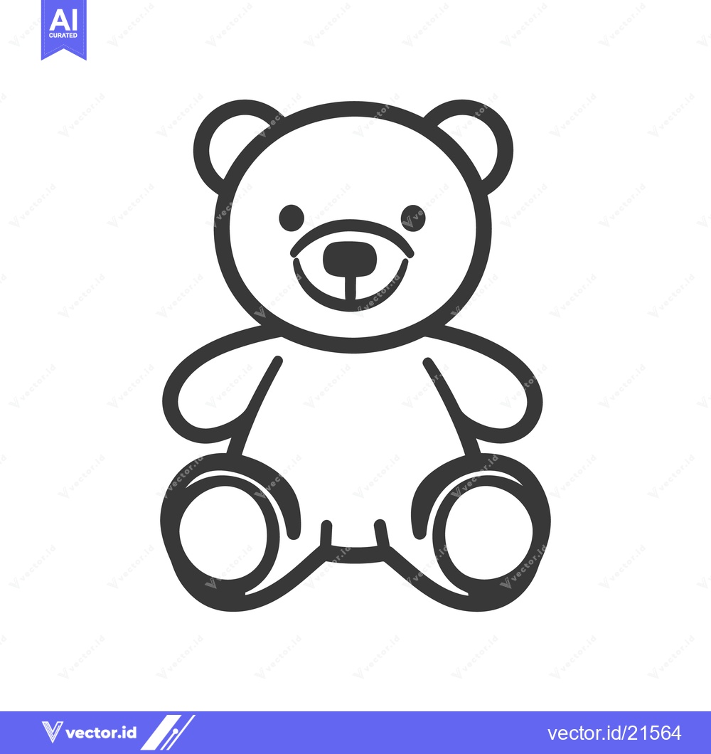 Premium Vector dari A Simple Black Line Drawing of a Teddy Bear