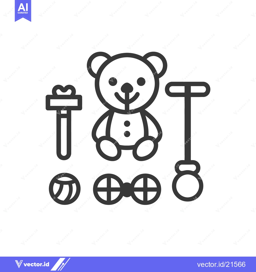 Premium Vector dari A collection of toys displayed with a teddy bear icon