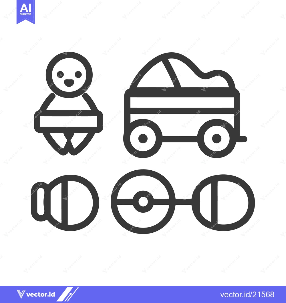 Premium Vector of A simple illustration depicting various baby related items and toys
